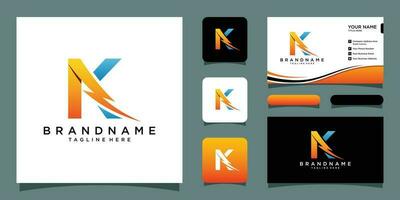 Flash K Letter Logo Icon  Electrical Bolt With Initial K Letter Logo Design Premium Vector