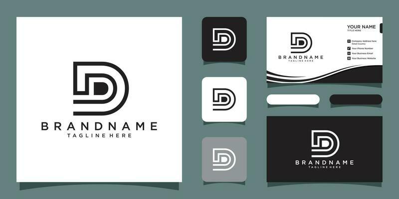 initial letter logo D, logo template designs with business card design template Premium Vector