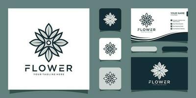 Flower logo luxury with business card design Premium Vector