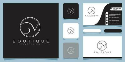 Initial handwritten letter V luxury Logo design Vector with business card design Premium Vector