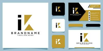 Initial letter ik or ki logo design template, simple monogram symbol with business card design Premium Vector