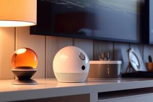 Home advisor, voice recognition, artificial intelligence device and internet. photo