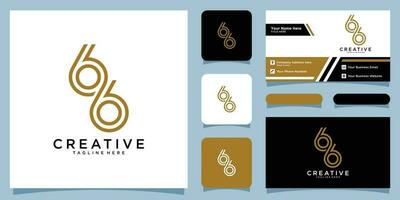 Number 66, logo icon design template vector with business card design Premium Vector