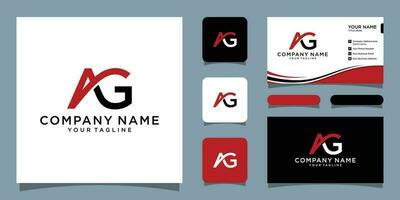 Initial AG logo design with business card design Premium Vector