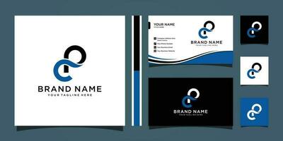 initial letter logo CP, PC, template logo design vector with business card design Premium Vector