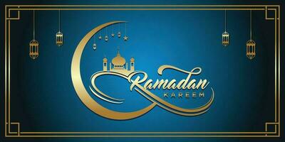 Beautiful Ramadhan Kareem text greeting cards Premium Vector