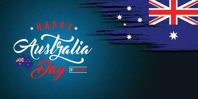 Happy Australia Day lettering, calligraphy. Map of Australia with flag Premium Vector