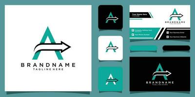 Letter A With Arrow Initial Logo Template with business card design Premium Vector