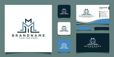 M letter logo design vector template with business card design Premium Vector