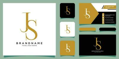 Alphabet letters Initials Monogram logo JS or SJ, J and S with business card design Premium Vector