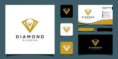 Creative Diamond Concept Logo Design Template and business card premium vector