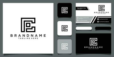 Initial letter logo CP, PC, template logo design vector with business card design Premium Vector