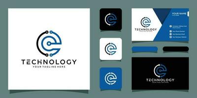 Logo design of CE or EC in vector for technology with business card design Premium Vector