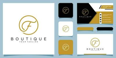 Initial F handwriting logo vector with business card design Premium Vector