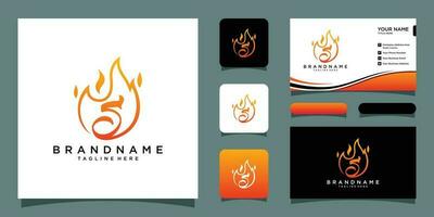 Icon Design Logo Letter S with Fire Vector with business card design Premium Vector