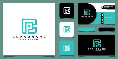 Initial letter logo CP, PC, template logo design vector with business card design Premium Vector