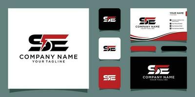 SE Energy Modern Logo Design Template with business card design template Premium Vector