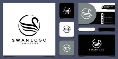 Swan logo icon vector illustration design template with business card design Premium Vector