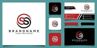 Initial letter SS or S minimalist art monogram shape logo with business card design Premium Vector