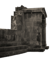 Side view of ancient doorway in Zvartnos temple isolated PNG photo with transparent background.