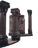 Ancient temple column in Armenia isolated PNG photo with transparent background.