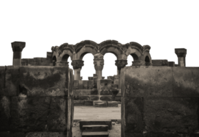 Aussicht von uralt Säule im zvartnos Tempel isoliert png Foto mit transparent Hintergrund.