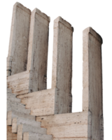 Carved steps staircase modern architecture isolated PNG photo with transparent background.