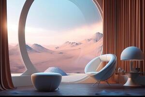 Futuristic room interior, minimalism style. photo