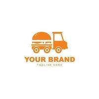 orange burger food truck illustration logo vector