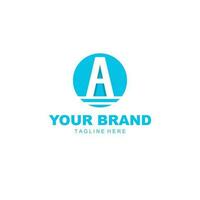 letter A logo illustration with blue circle backround vector