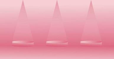 Abstract pink Background with a light beam and podium for the product vector