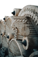 Modern fountain with the circular wheels side view concept photo. png