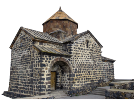 Monastery under dramatic spring sky photo. Ancient church near lake png