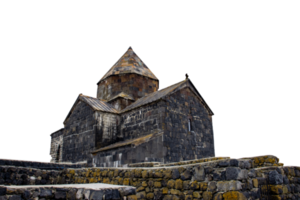 Monastery located on the shore of Lake Sevan concept photo. png