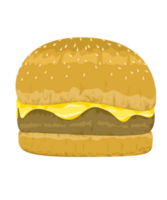 Cartoon tasty big hamburger or cheeseburger. Fast food meal png