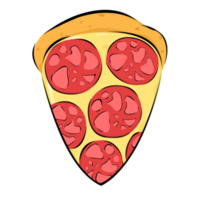 Sliced pepperoni pizza cheese flows. Cute design png