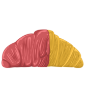 hand drawing croissant light brown bread strawberry bakery food png