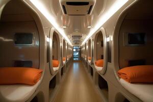 capsule hotel interior. photo