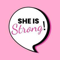 She is strong callout text icon label banner template design vector