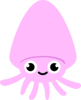 Cute cartoon squid under the sea animals png