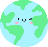 schattig aarde tekens met emoties, opslaan planeet concept. png