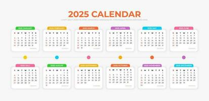 2025 Calendar Template vector