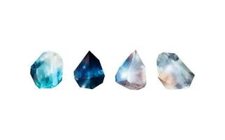 A collection of images of diamonds of various geometric shapes, colors and sizes.Glass shiny crystals with different shades reflecting light.Vector realistic set of glow gemstone or colorful ice. vector