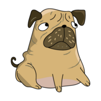 mão desenhado fofa engraçado louco pug cachorro png