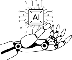 Roboter Hand halten künstlich Intelligenz Chip. Roboter Hand Maschine Lernen ai png