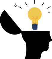 human head silhouette with light bulb png