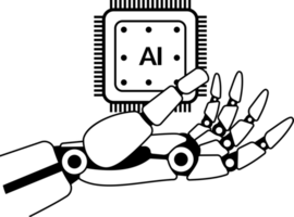 Roboter Hand mit ai Chip. künstlich Intelligenz png