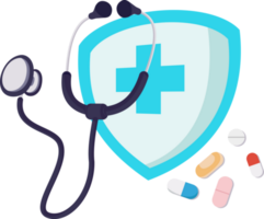 stéthoscope et bouclier logo soins de santé png