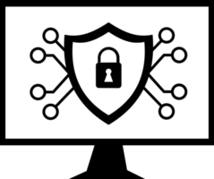 computadora y candado icono. Internet seguridad y datos proteccion png