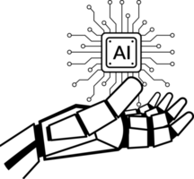 robot hand med ai chip. artificiell intelligens illustration png